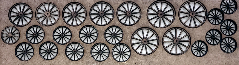 ROUES de CHARRETTES 15, 13, 10 & 8,5 mm