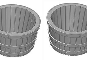 4 BAQUETS en BOIS pour EAU de PLUIE