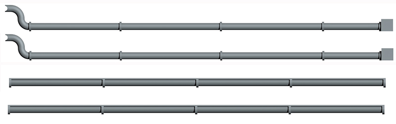 2 DESCENTES + 2 CHENAUX de 150 mm