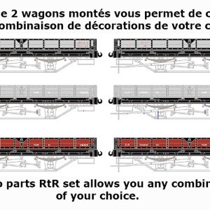 Kit PAIRE de WAGONS PLATS CP avec RANCHER sur PLANCHER BOIS