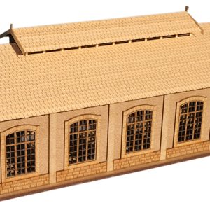 Kit REMISE à LOCOMOTIVES DOUBLE d'ANNOT 5 TRAVÉES GABARIT S pour MATÉRIEL en HOm. PORTES OUVRANTES FONCTIONNELLES