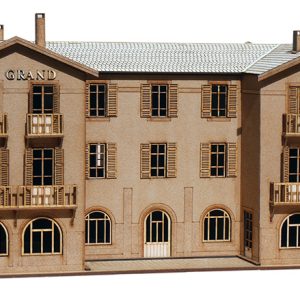 Kit du GRAND HÔTEL de Saint André-les-Alpes à l'échelle HO stricte Ce modèle comprend 286 pièces. Le modèle finement gravé comprend deux étages internes et toutes ses huisseries.
Fourni avec socle et tuiles en bandes pour un plus grand réalisme.