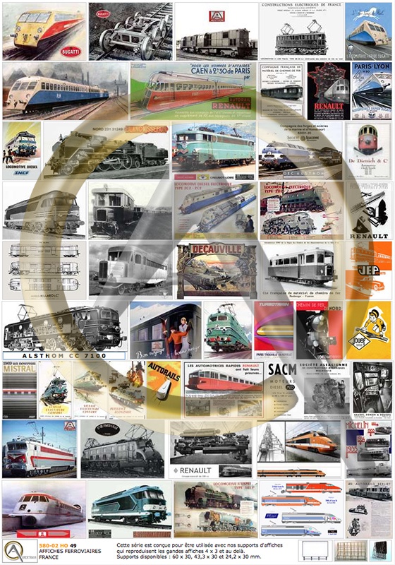 AFFICHES MATÉRIEL FERROVIAIRE FRANÇAIS pour. Livrées avec 3 supports en Kit bois. Ces supports peuvent être commandés à part (1010-34, 1010-35 et 1010-36).