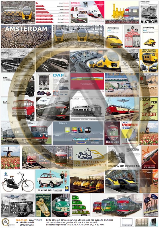 AFFICHES NEDERLANDSE SPOORWEGEN hollandais pour grands panneaux d'affichages type 4 x 3 m. Livrées avec un support en Kit bois. Ces supports peuvent être commandés à part (1010-34, 1010-35 et 1010-36).