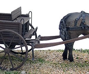 CHARRIOT US avec CHEVAL MONTÉ PEINT