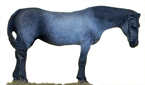 CHEVAL GRIS TÊTE HAUTE PEINT
