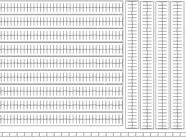 BANDES de TUILES ARRONDIES HO 288 mm + 3 FAITIÈRES