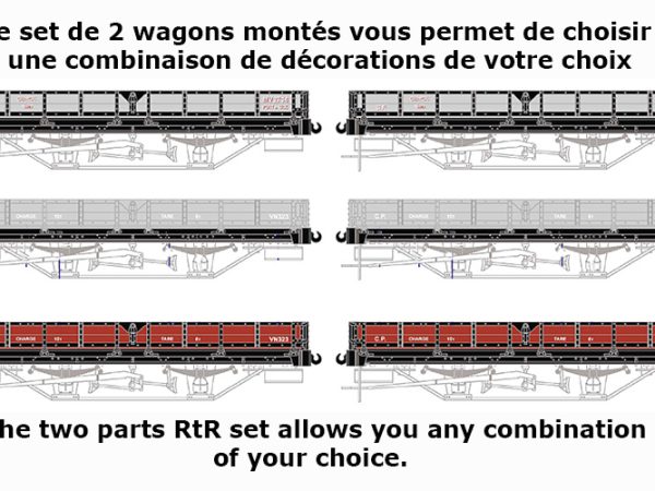 Kit PAIRE de WAGONS PLATS CP avec RANCHER sur PLANCHER BOIS