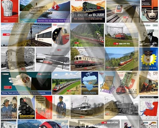 AFFICHES CFF et sur la SUISSE. Livrées avec 3 supports en Kit bois. Ces supports peuvent être commandés à part (1010-34, 1010-35 et 1010-36).