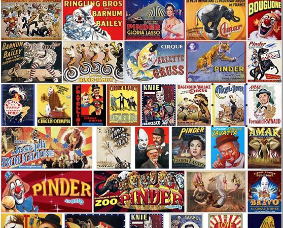 AFFICHES de CIRQUE pour grands panneaux d'affichages type 4 x 3 m. Livrées avec un support en Kit bois. Ces supports peuvent être commandés à part (1010-34, 1010-35 et 1010-36).