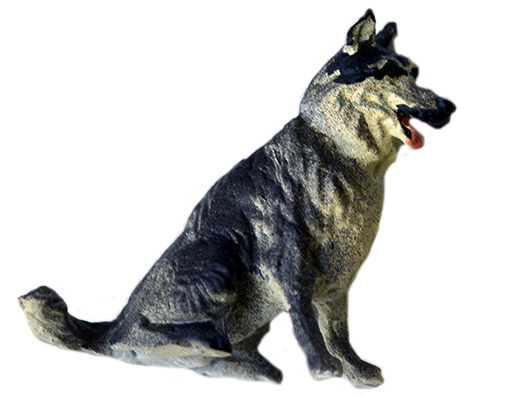 CHIEN de BERGER ASSIS PEINT, échelle O