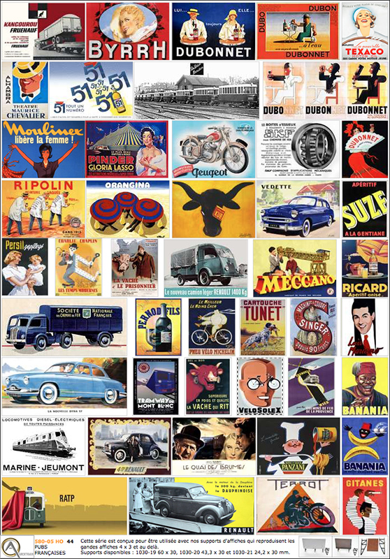 AFFICHES PUBLICITÉS FRANÇAISES 4 x 3, échelle O, France