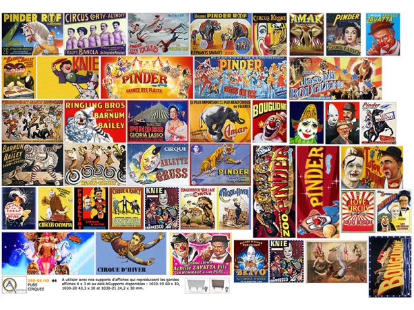 AFFICHES de CIRQUE 4 x 3, échelle O, France