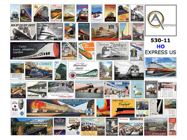 AFFICHES GRANDS EXPRESS US, échelle HO, États-Unis
