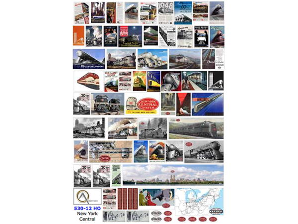 AFFICHES RÉSEAU NEW YORK CENTRAL, échelle HO, États-Unis